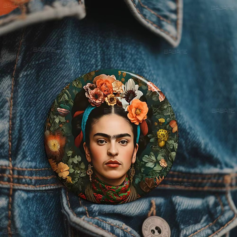 Brosche Frida Kahlo, Rund, Unisex - Bild 3