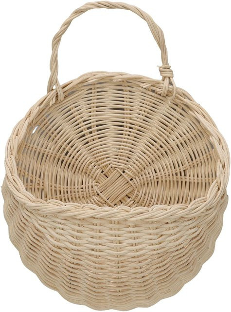 Multifunktionaler Wandbehang aus Rattan von CosyHome, gewebter Aufbewahrungskorb in Beige - Bild 1