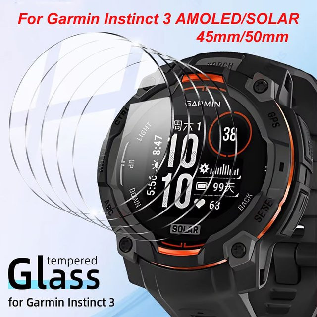 Garmin Displayschutzfolie aus gehärtetem Glas, Instinct 3 AMOLED Solar - Bild 1