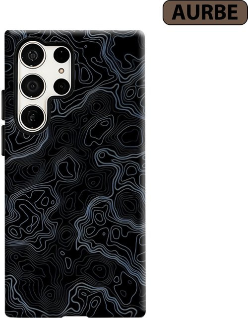 Stoßfeste Handyhülle mit topografischer Konturkarte für Samsung Galaxy S26 S25 S24 S23 Ultra Plus in Schwarz - Bild 1