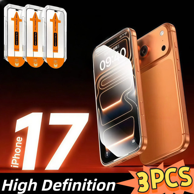 3er-Pack Displayschutzfolie aus gehärtetem Glas für Apple iPhone 17 16e 16 15 14 13 12 11 Pro Max Plus in Transparent - Bild 1