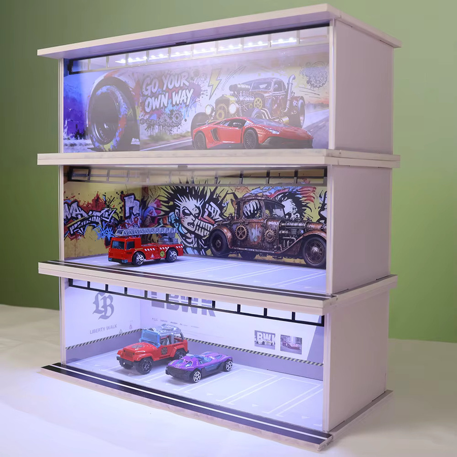 meiduoxing Miniatur-Parkplatzmodell, 1:64 Maßstab, beleuchtete Version, Bauszene - Bild 2