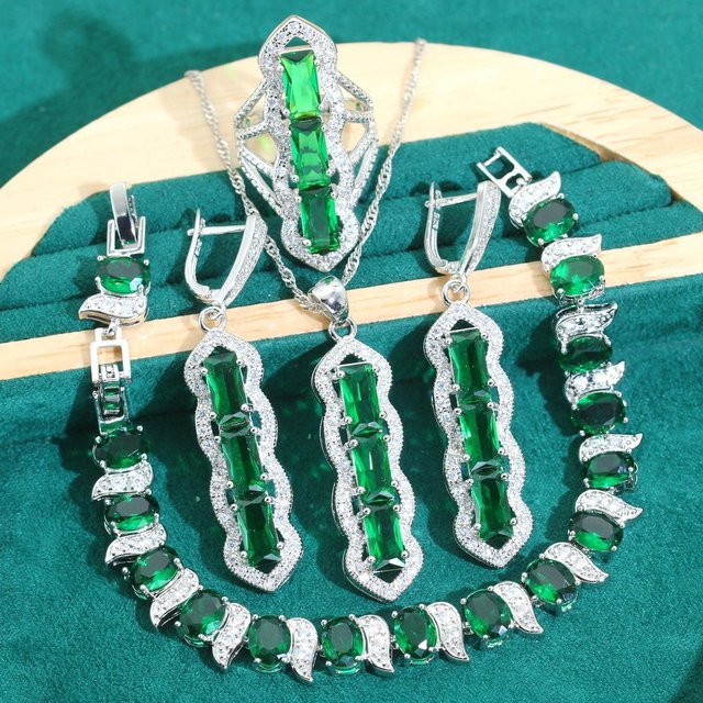 YIRAN Jewelry Schmuck-Set, Armbänder, Ohrringe, Ring, Zirkon, Schwarz, Unisex - Bild 1