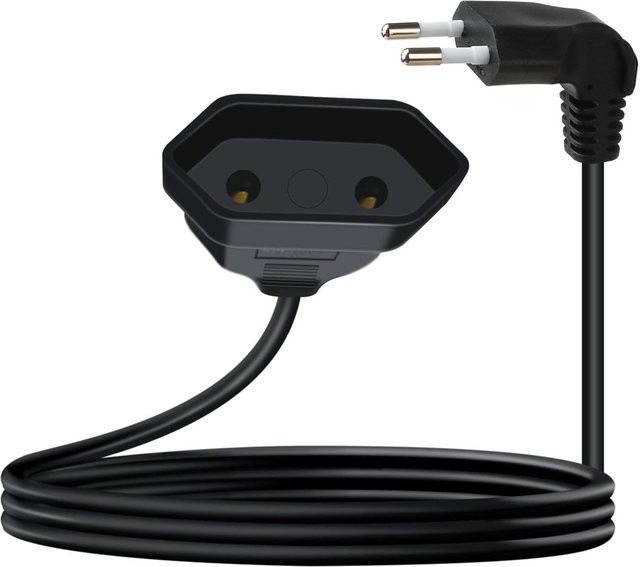 CILIA EU 2-Pin Verlängerungskabel mit Ein/Aus-Schalter, Schwarz, Länge: 1 m, 2,5A 250V - Bild 1