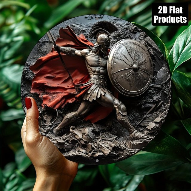 HELLOYOUNG Spartan-Krieger Deko mit 2D-Druck, Rundes Tischdekor in Mehrfarbig, Durchmesser: 20 cm - Bild 1