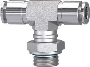 Riegler T-Steckverschraubung drehbar G 1/4 a. für Schlauch-Ø 4 mm aus Edelstahl in Silber - Bild 1