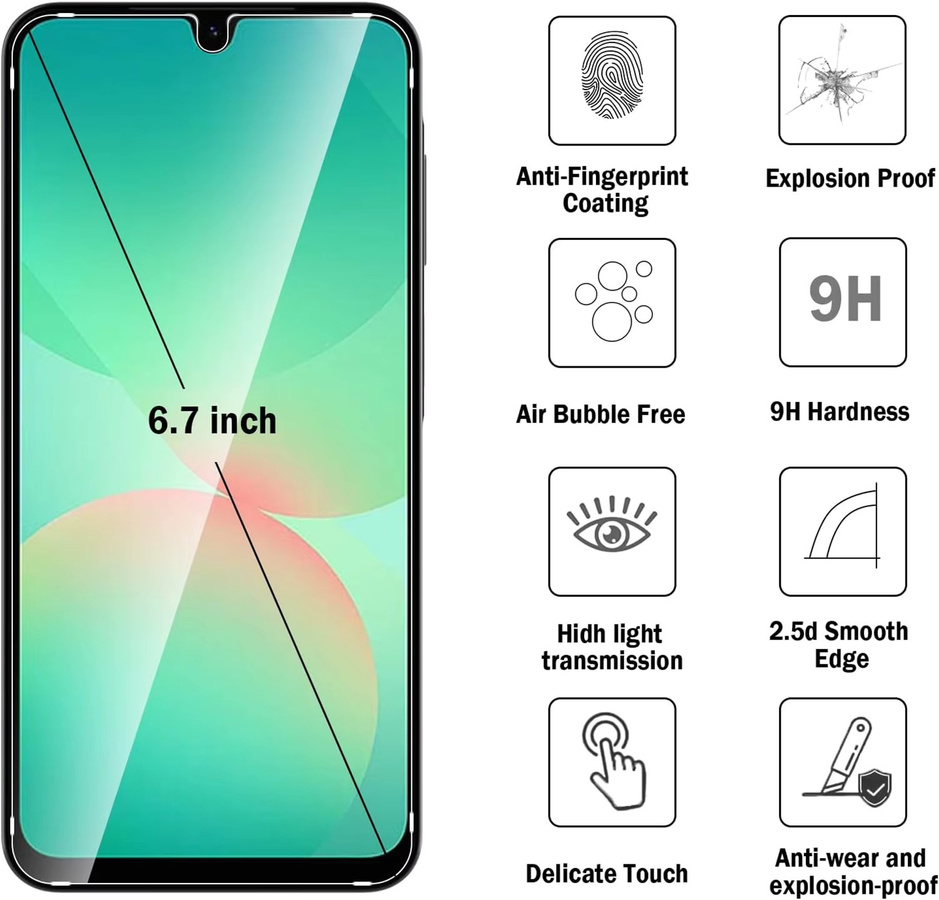 Samsung Galaxy A26 Displayschutzfolie aus gehärtetem Glas, 9H, transparent - Bild 2