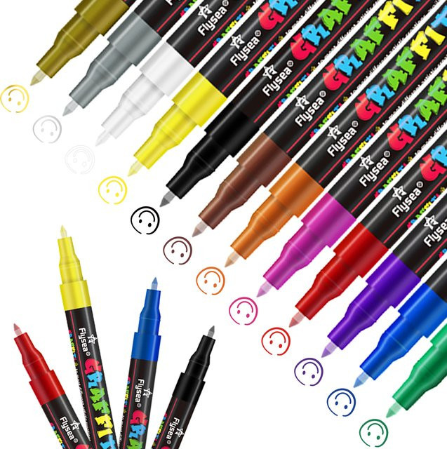 Flysea Acryl-Graffiti-Stifte in Multicolour für Künstler und Profis mit ultrafeiner Spitze - Bild 1