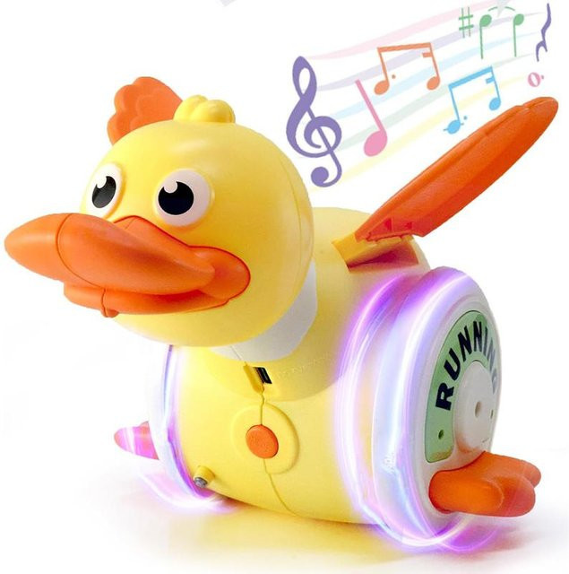 Binchi Outdoor Equipment Baby-Musik-Entenspielzeug, tanzende laufende Ente, mit Musiklichtern, Gelb, ab 1 Jahr - Bild 1