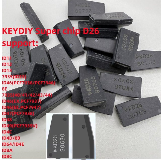 KEYDIY KD Super Chip D26 in Schwarz zur Unterstützung von 7935 ID33, ID46 8E, ID8A, ID8C sowie 96 Bit 48 Transponder Chips für KD X2 MAX und X4 - Bild 1