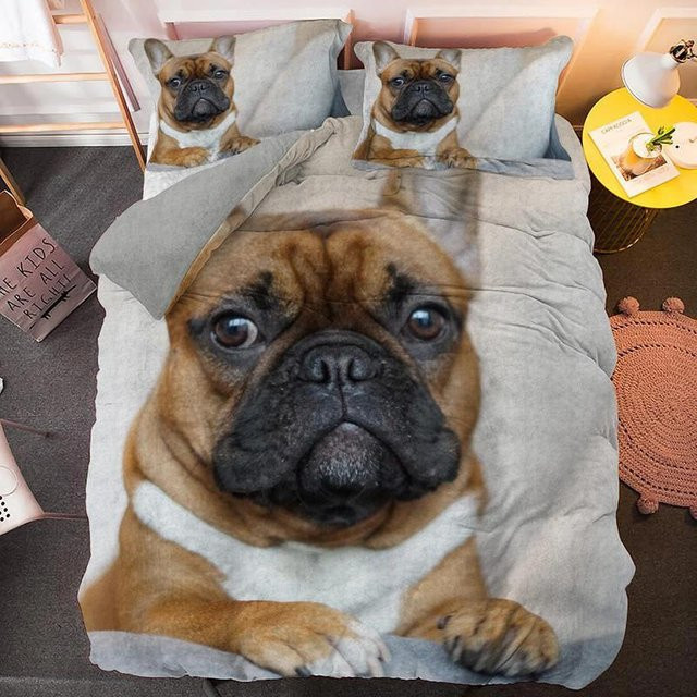 Bulldog Bettwäscheset Your Warm Home mit Tierprint in Braun, bestehend aus Bettbezug und Kissenbezügen für Kinder und Erwachsene, B/H: 135 x 200 cm und 70 x 133 cm - Bild 1