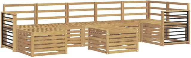 vidaXL Outdoor-Sofagarnitur 8-teilig in Weiß aus Akazienholz mit L-Form und Tisch, B/T/H: 59 x 59 x 37 cm - Bild 1