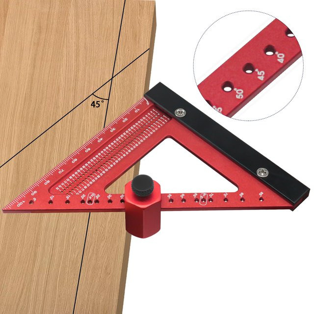 GDART Dreiecklineal aus Aluminiumlegierung für Holzbearbeitung und Zimmerei in Rot mit Lochpositionierung und Messfunktion - Bild 1