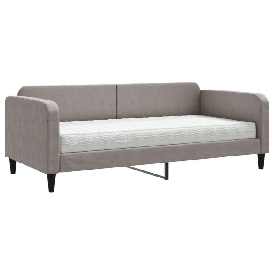 vidaXL Tagesbett mit Matratze in Taupe, B/T/H: 90 x 200 cm, gepolstert mit Armlehnen und Schlaffunktion - Bild 2
