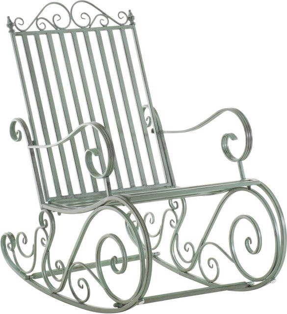 DELUKE Schaukelstuhl ANNA im Landhausstil aus Metall, Farbe Antik-Grün, B/T/H: 56 x 90 x 94 cm - Bild 1