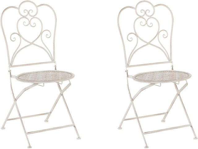 Beliani Gartenstuhl Beige aus Metall im Retro-Design, B/T/H: 48 x 44 x 92 cm - Bild 1