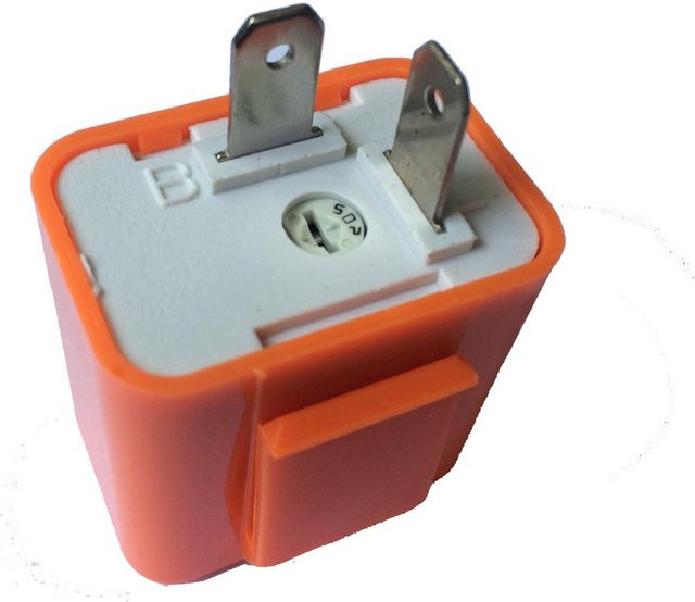 VehicleKit LED Blinker Relais mit einstellbarer Geschwindigkeit in Orange, 12V 2 Pin - Bild 1