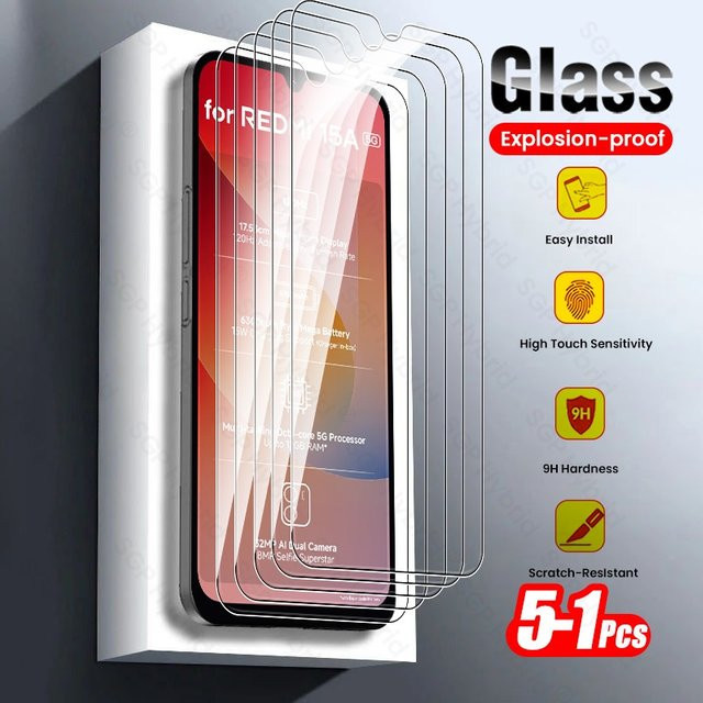 5er-Pack Xiaomi Redmi 15A 5G Displayschutzfolie aus klarem gehärtetem Glas mit 9H Härtegrad - Bild 1