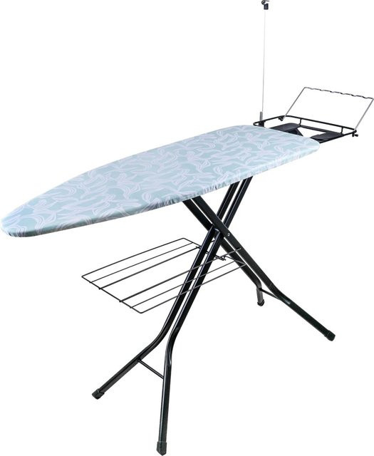Relaxdays Bügelbrett aus Eisen in Mint, Weiß und Schwarz, höhenverstellbar und klappbar mit Kleiderablage und Kleiderstange, B: 123 cm, T: 46 cm - Bild 1