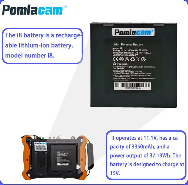 Pomiacam Li-Ionen-Akku Ersatz für CCTV Tester X9-MOVTADHS Pro H20 IPC-H20 Serie I8, 11,1V, 3350mAh, Schwarz - Bild 1