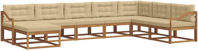 vidaXL Outdoor-Sofagarnitur 8-teilig aus Akazienholz mit Kissen in Natur und Beige - Bild 1