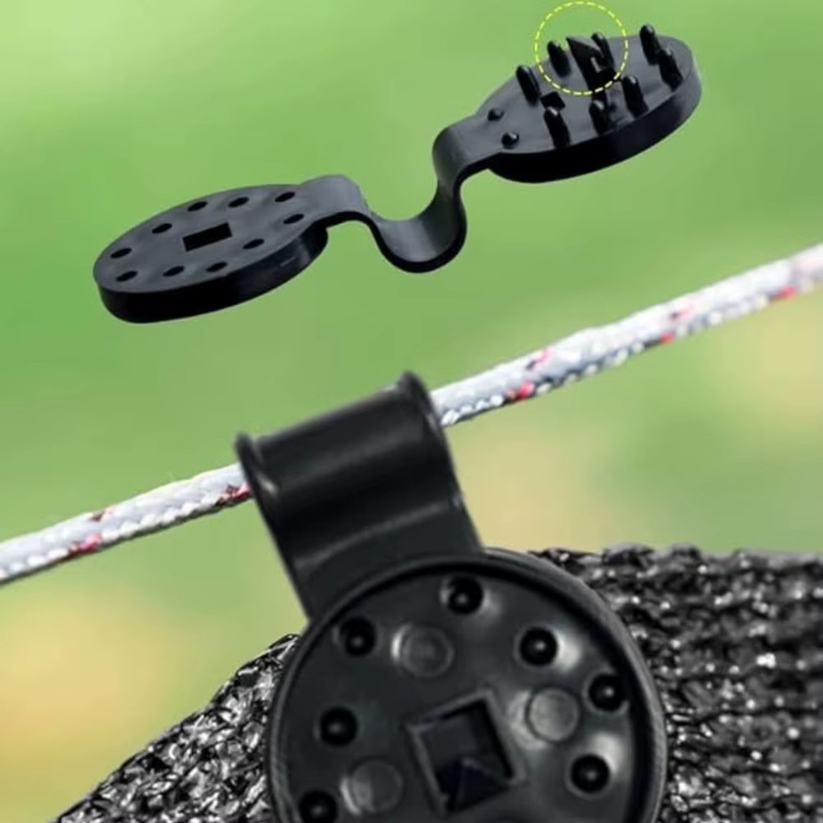 Schattentuch-Clips aus schwarzem Kunststoff zur Sicherung von Sonnenschutznetzen und Terrassen-Netzplanen - Bild 3
