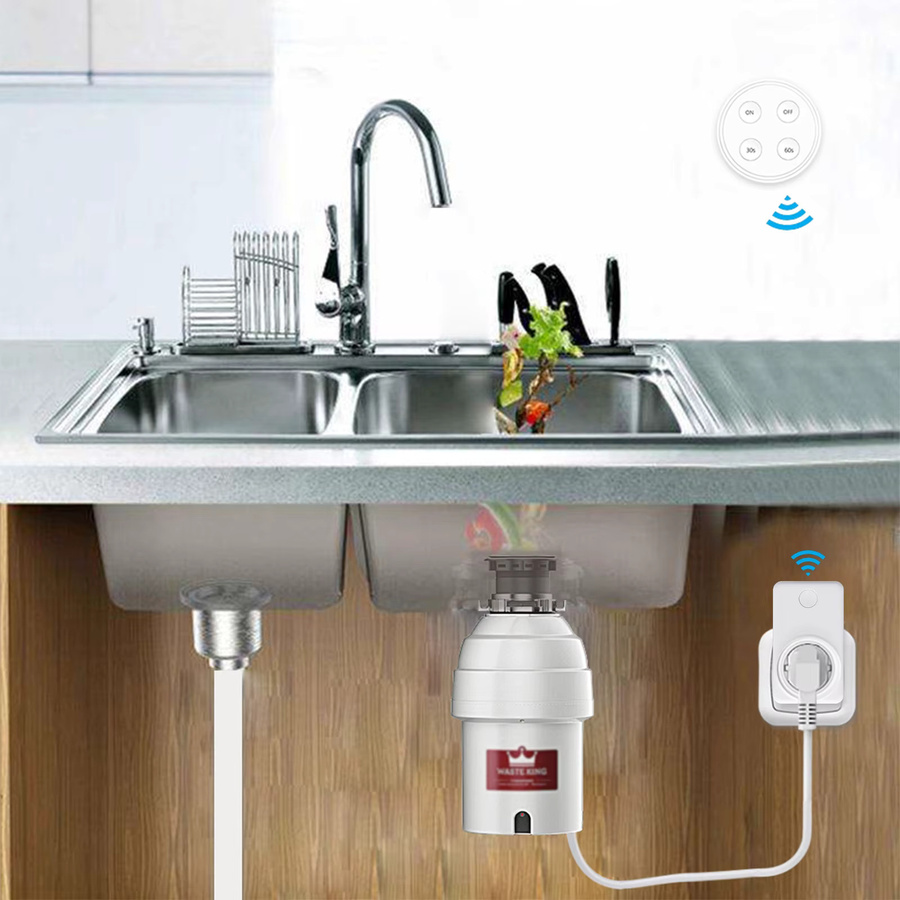 LoraTap Wireless RF868Mhz KR Stecker Steckdose mit Fernbedienung und 30/60s Timer für Müllentsorger und Lebensmittelabfallmühlen in Schwarz oder Weiß - Bild 2