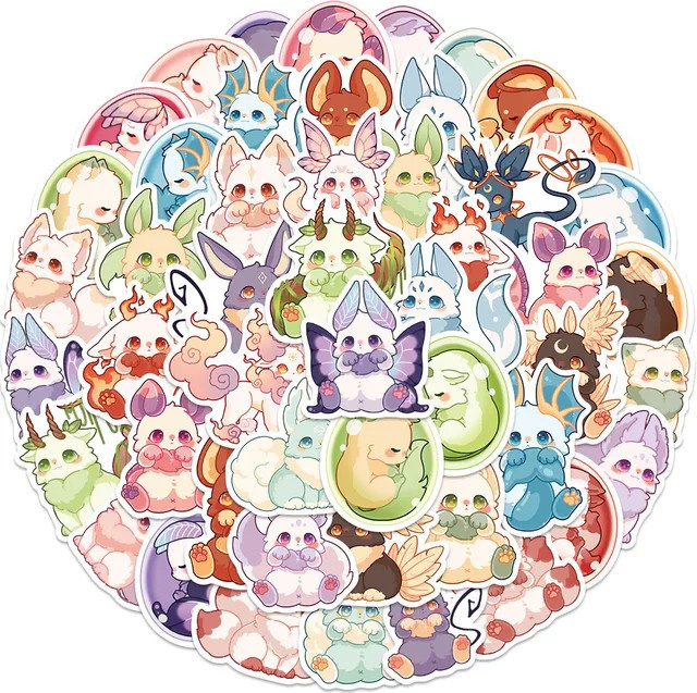 GOGOTU Kawaii Fantasy Kreatur Aufkleber, 50-teiliges Set - Bild 1