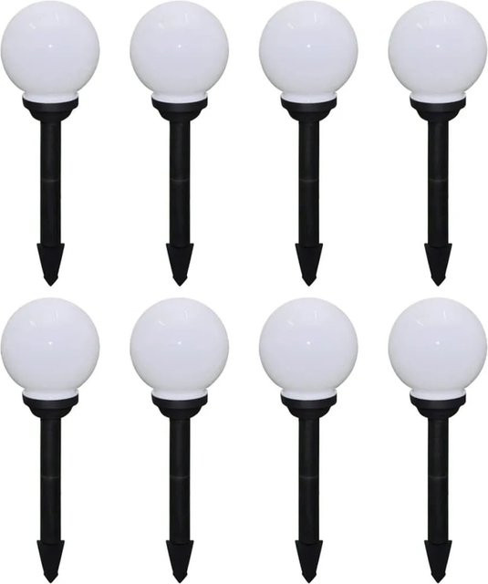 vidaXL Solar Wegeleuchten Set 8 Stück Kugel LED Warmweiß mit Erdspieß, Höhe: 15 cm - Bild 1