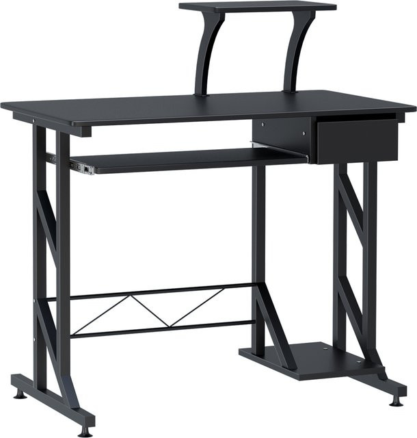 HOMCOM Computertisch Arbeitstisch mit Regalen und Schubladen in Schwarz, B/T/H: 90 x 50 x 95 cm - Bild 1