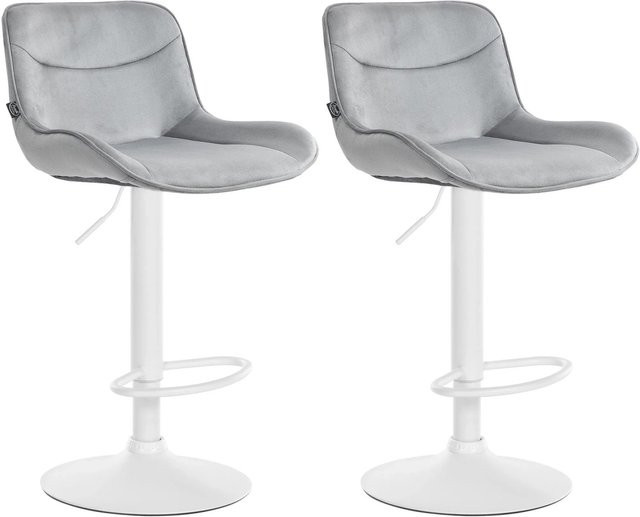 DELUKE 2er Set Barhocker RAGAD aus Samt in Grau, höhenverstellbare Barstühle mit Lehne und 360 Grad Drehsitz, B/T/H: 49 x 51 x 85 cm - Bild 1