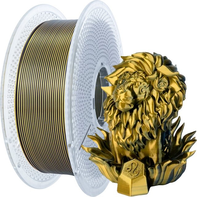 BING3D Seiden-PLA-Filament 1,75mm Zweifarbig Schwarz-Gold 2-in-1 für FDM 3D-Drucker 1 kg - Bild 1
