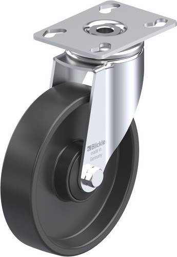 Blickle LKPA-POA 125K Lenkrolle in Schwarz mit verzinktem Stahl und Kunststoff, Rad-Durchmesser: 125 mm, Tragfähigkeit: 120 kg - Bild 1