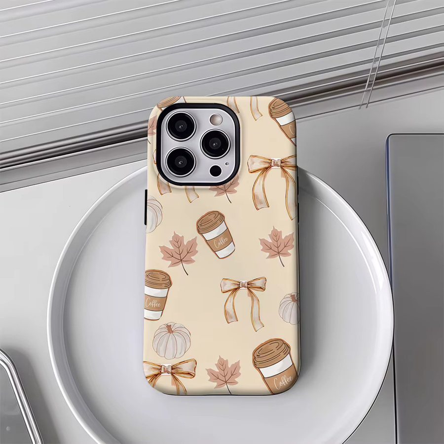 Handyhülle Herbstkaffee und Kürbisse für iPhone 17 16 15 14 13 12 Pro Max Plus mit doppelschichtiger Rückseite - Bild 3