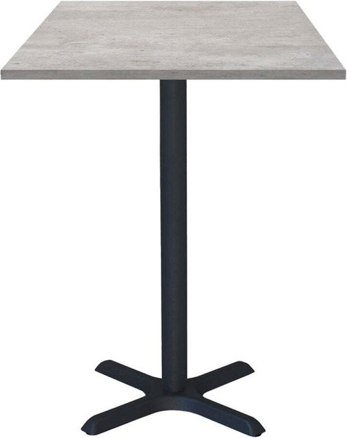 RestooTab Stehtisch Dina quadratisch in Stein-Optik, Farbe Grau/Schwarz, B/T/H: 60 x 60 x 112 cm - Bild 1