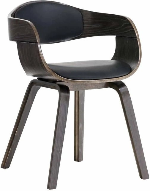 CLP Esszimmerstuhl Kingston ergonomisch mit gepolsterter Rückenlehne aus Kunstleder und Holzgestell in Schwarz/Grau - Bild 1