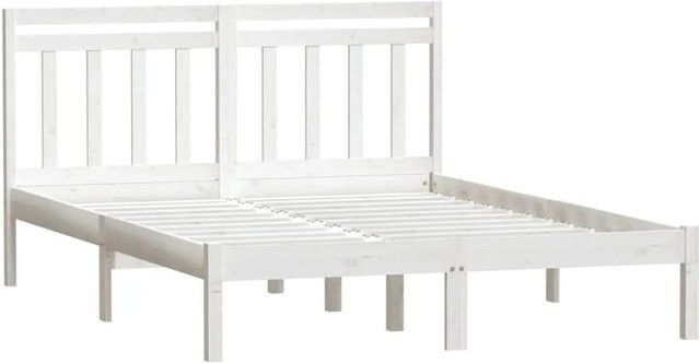 vidaXL Massivholzbett aus Kiefer in Weiß, rustikales Bett aus lackiertem Massivholz, B/T/H: 140–160 x 200 cm - Bild 1