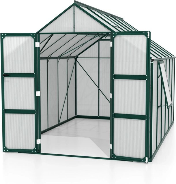 Vitavia Gewächshaus Olymp 9900 HKP Smaragd Vorzugsset mit Polycarbonat-Platten 6 mm, Satteldach und Stahlfundamentrahmen - Bild 1