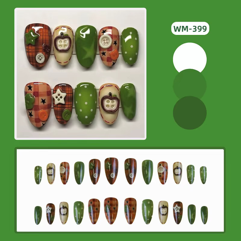 Stylebon Künstliche Nägel, 24 Stück, Grüner Apfel, Glänzend, Kinder - Bild 3