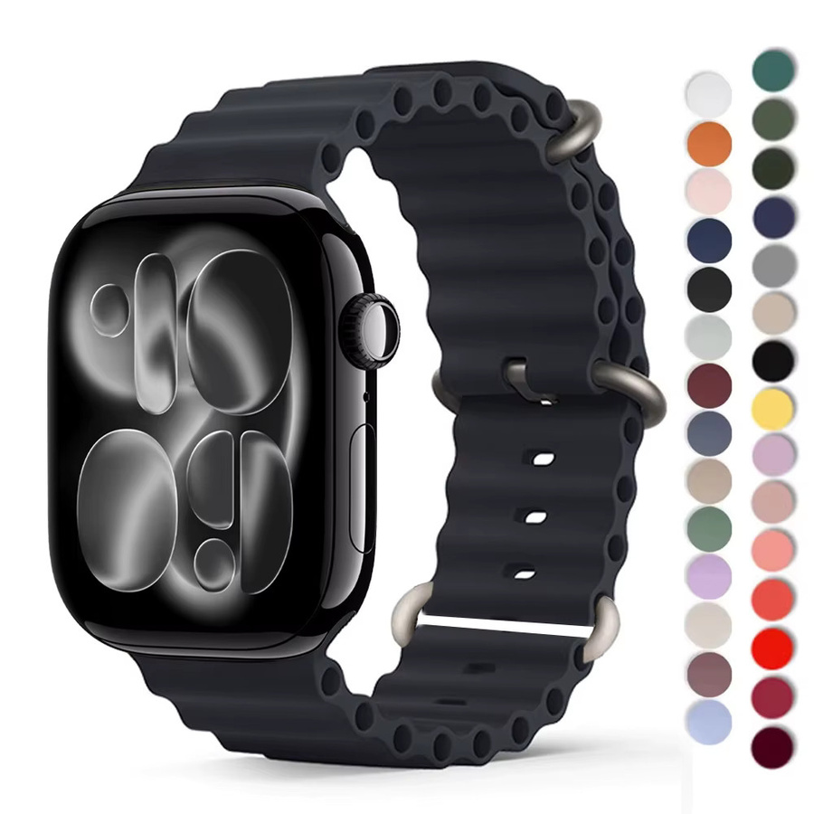 Sportarmband Silikon, Schwarz, Unisex, für Apple Watch - Bild 1