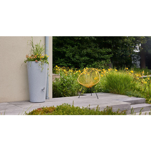 Garantia Stone 2in1 Bepflanzbare Regentonne mit Pflanzschale, Silber, 210 l - Bild 3