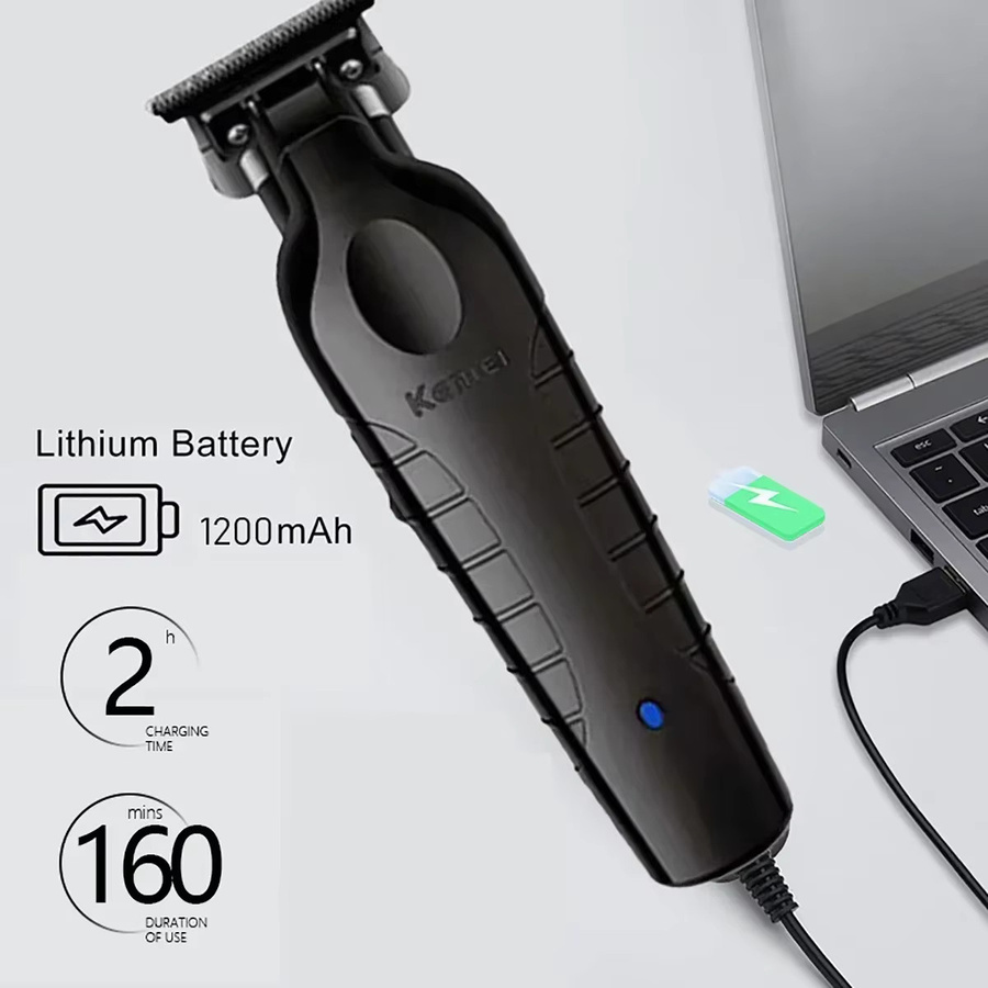 Kemei 2299 Barber Kabelloser Haarschneider und professioneller Konturenschneider in Schwarz - Bild 2
