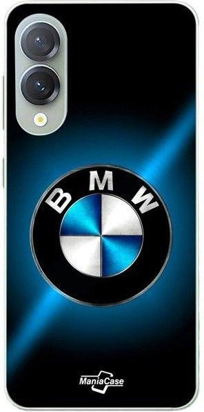 Maniacase Silikon Handyhülle für Samsung Galaxy S25 Edge in Schwarz mit glänzendem blauen BMW-Logo - Bild 1