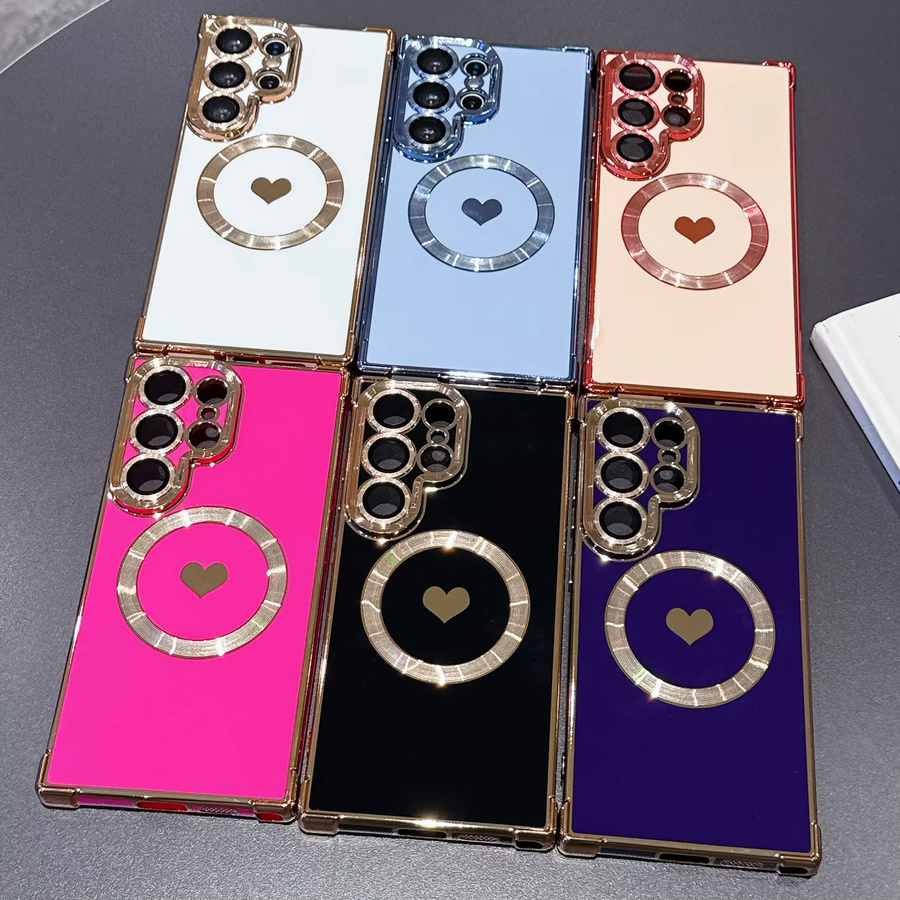 Liebliche Herz-Handyhülle für Samsung Galaxy S26 Ultra, S25 Ultra und S24 Ultra, Magnetische Kabellose Ladehülle, Farbe: Schwarz - Bild 2