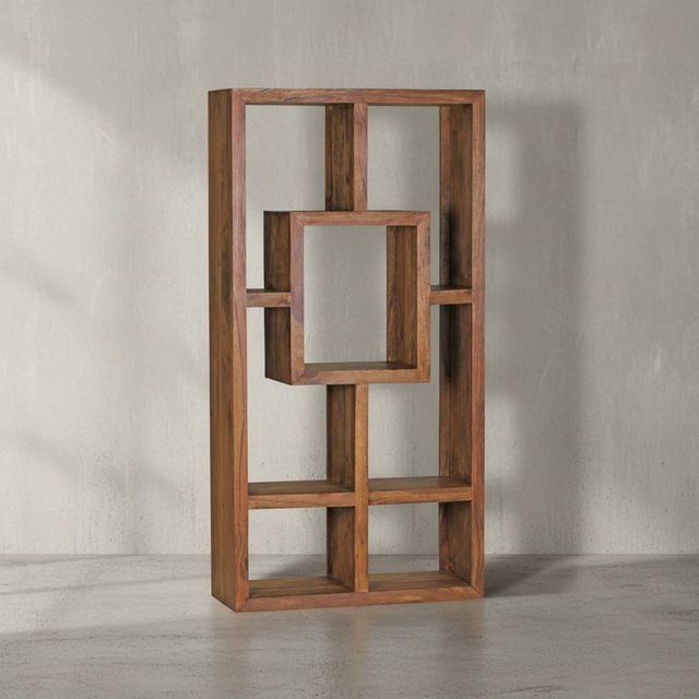 Bücherregal NAKO von KADIMA DESIGN aus braunem Sheesham-Massivholz im Landhaus-Stil, B/H: 90 x 180 cm - Bild 1