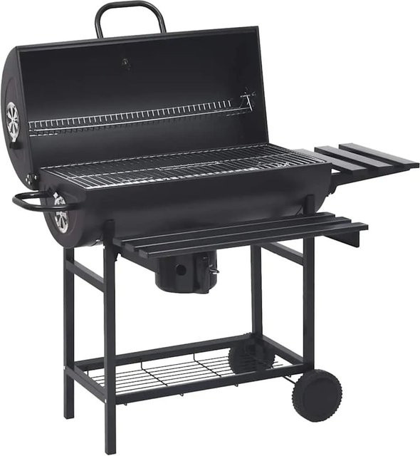 vidaXL Grillwagen aus Stahl mit Rädern und Ablagen in Schwarz, B: 115 cm, T: 85 cm, H: 95 cm - Bild 1