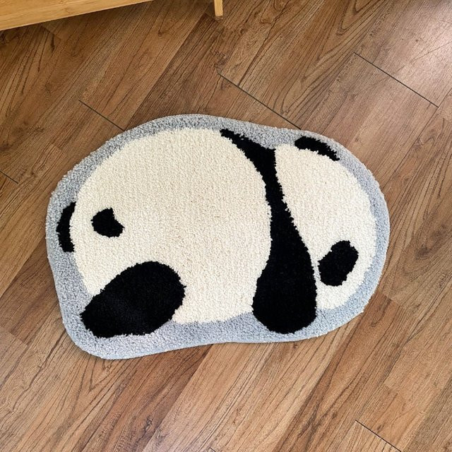 VIKAMA Panda-Teppich in Weiß, weich und rutschfest, oval - Bild 1