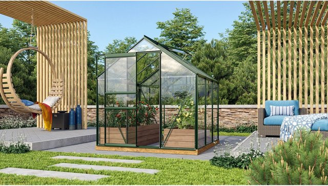 Vitavia Gewächshaus Venus 3800 in Grün mit 3 mm Einscheiben-Sicherheitsglas und 3,8 m² Fläche - Bild 1