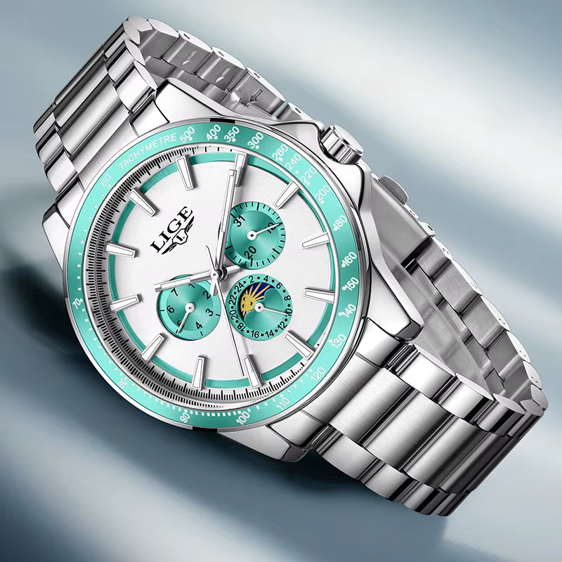 LIGE Armbanduhr Quarz, Edelstahl, Silber, Herren - Bild 3