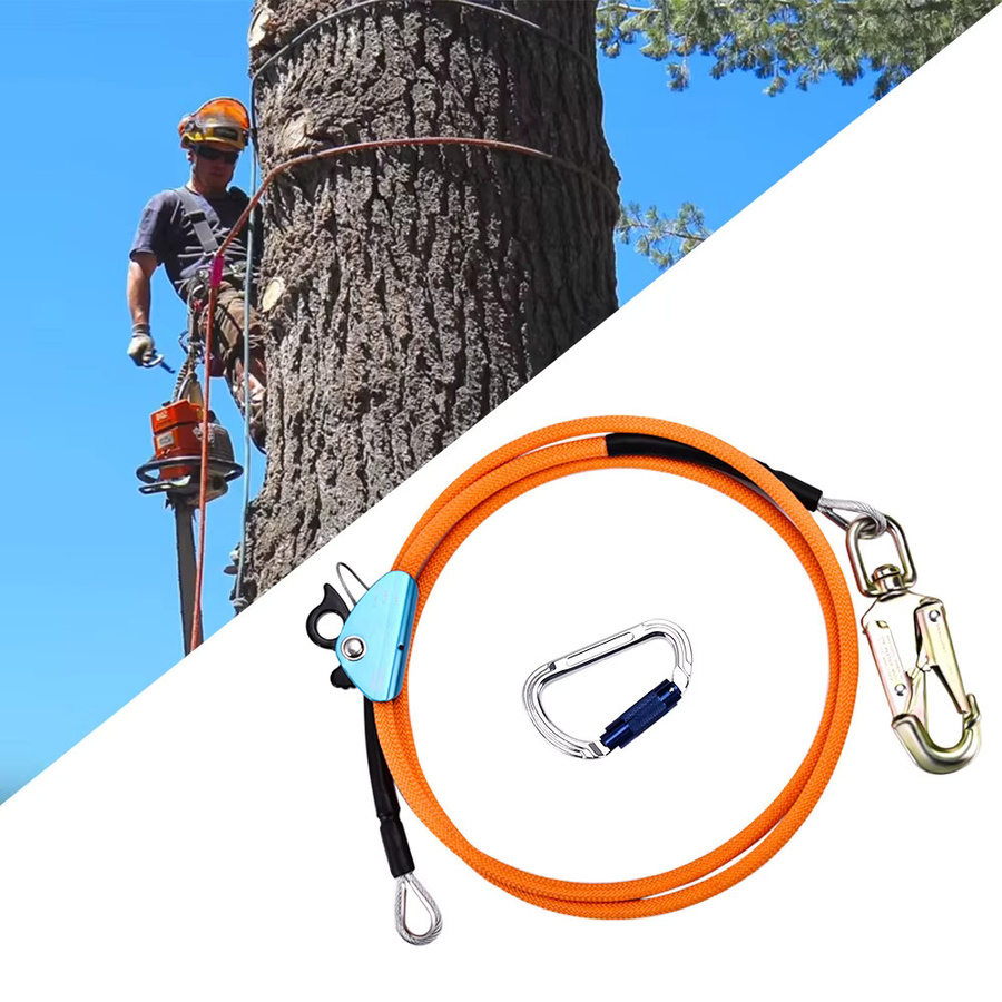 Flip Line Kit Stahldraht Lanyard mit Triple Lock Karabiner und Einsteller, Orange, Länge: 3 m, Durchmesser: 12 mm - Bild 2